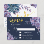 Succulente waterverf Wedding-reactiekaarten RSVP (Voorkant / Achterkant)