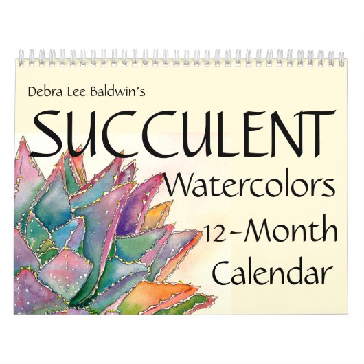 Succulente Waterverven 12-maanden #4 Kalender (Hoes)