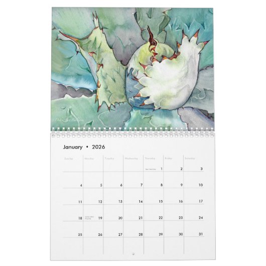 Succulente Waterverven 20XX Debra Lee Baldwin Kalender (Jan 2026)