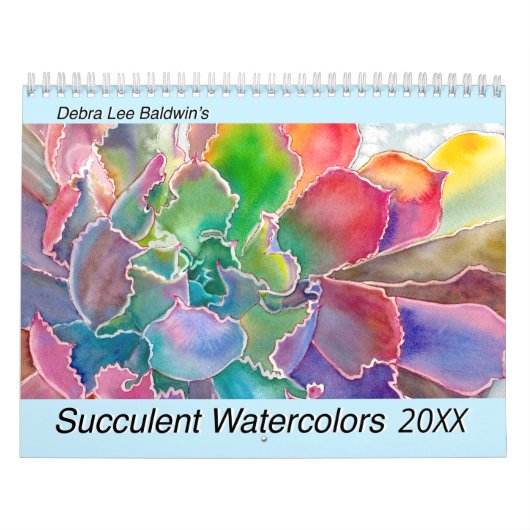 Succulente Waterverven 20XX van Debra Lee Baldwin Kalender (Hoes)
