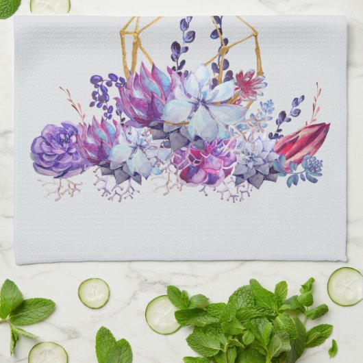 Succulente Waterverven Happy Moederdag Kitchen Theedoek (Gevouwen)