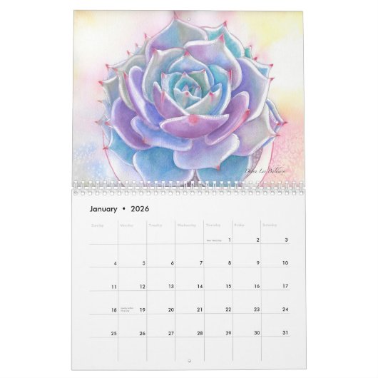 Succulente Waterverven van Debra Lee Baldwin Kalender (Jan 2026)