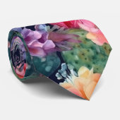 Succulente woestijnbloemen cactus plant groom stropdas (Opgerold)