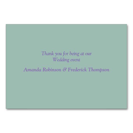 Succulente Zee Groene, Violet Table kaarten (Achterkant)