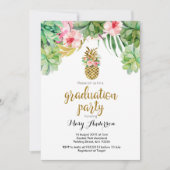 Succulente zomergraduatie partijuitnodiging kaart (Voorkant)