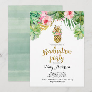 Succulente zomergraduatie partijuitnodiging kaart