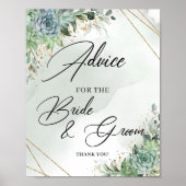 Succulenten advies voor de bruid en bruidegom bord poster (Voorkant)