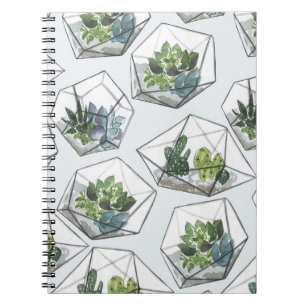 Succulenten Aquaria Waterverf Naadloos Patroon Notitieboek