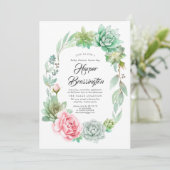 Succulenten Baby shower Meisje Invitation Kaart (Staand voorkant)