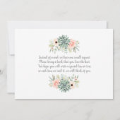 Succulenten baby shower meisje uitnodiging (Achterkant)