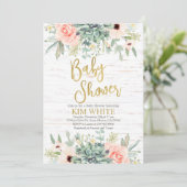 Succulenten Baby shower uitnodiging (Staand voorkant)