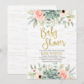 Succulenten Baby shower uitnodiging (Voorkant / Achterkant)