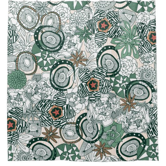 succulenten beperkt douchegordijn (Voorkant)