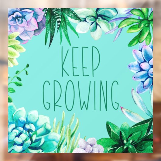 Succulenten Blijf groeien Aqua Groen en Paarse Raamsticker (Vel 2)