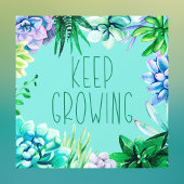 Succulenten Blijf groeien Aqua Groen en Paarse Raamsticker