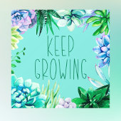 Succulenten Blijf groeien Aqua Groen en Paarse Raamsticker