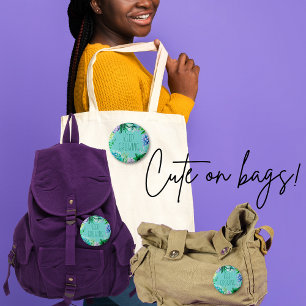 Succulenten Blijf groeien Aqua Groen en Paarse Ronde Button 3,2 Cm