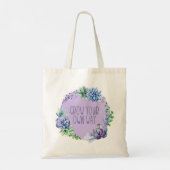 Succulenten Blijf groeien Aqua Groen en Paarse Tote Bag (Achterkant)