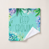 Succulenten Blijf groeien Aqua Groen en Paarse Washandje (Wasdoekje)