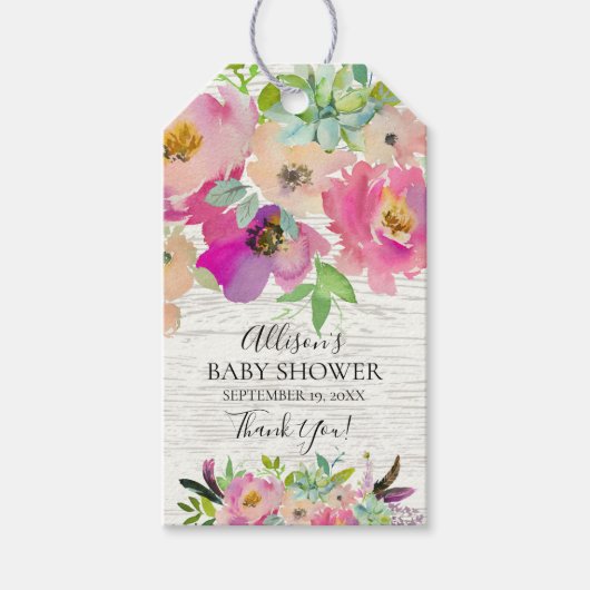 Succulenten Bloemen Baby shower Favor Gift Label Cadeaulabel (Voorkant)