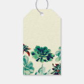 Succulenten Bloemen Blauwgroen bruiloft Cadeaulabel (Achterkant)