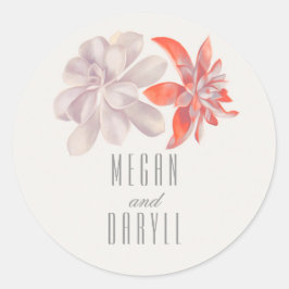 Succulenten Bloemen Boeket Bruiloft Ronde Sticker