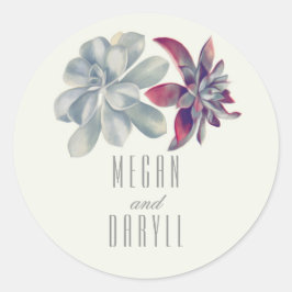 Succulenten Bloemen Boeket Bruiloft Ronde Sticker