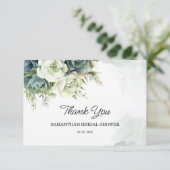 Succulenten, bloemen en groen Bruidsmeisjesfeest Bedankkaart (Staand voorkant)