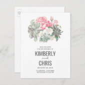 Succulenten Bloemen Roze Boeket Save the Date Aankondigingskaart (Voorkant / Achterkant)