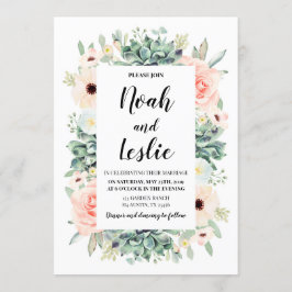 Succulenten bloemenbruiloft uitnodiging