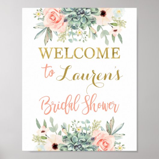 Succulenten Bruidsfeest welkomstbord Poster (Voorkant)