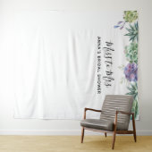 Succulenten Bruidsuitnodiging Achterwand Wandkleed (In Situ (horizontaal))