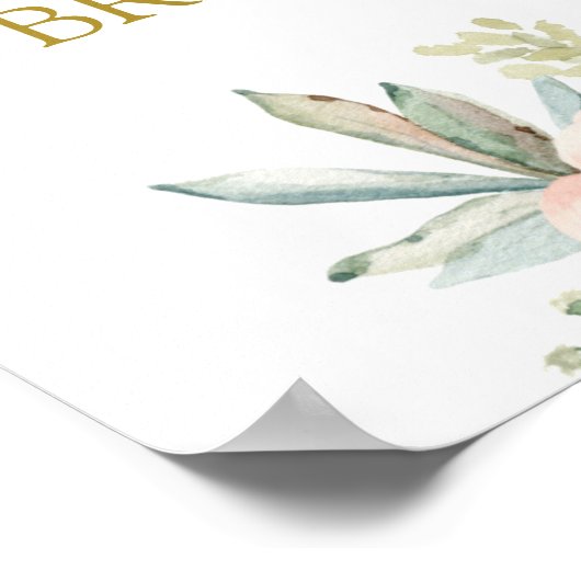 Succulenten Bruiloft Feest Welkom bord Poster (Hoek)