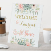 Succulenten bruiloft feestelijke verwelkoming reclamebord met voetstuk (Insitu)