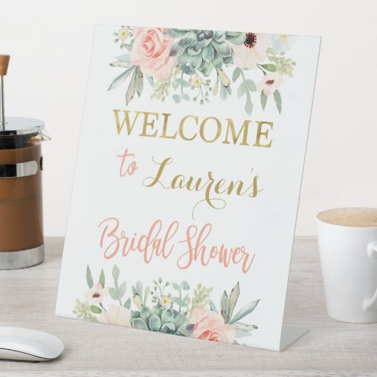 Succulenten bruiloft feestelijke verwelkoming reclamebord met voetstuk (Insitu)