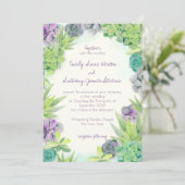 Succulenten Bruiloft Waterverf Kaart (Staand voorkant)