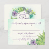 Succulenten Bruiloft Waterverf RSVP Kaartje (Voorkant / Achterkant)