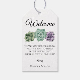 Succulenten Bruiloft Welkomsttas Cadeaulabel