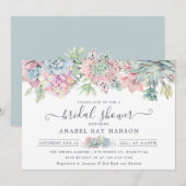 Succulenten Cactus Floral Blush Vrijgezellenfeest Kaart (Voorkant / Achterkant)