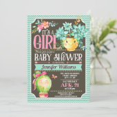 Succulenten, Cactus Meisje Tuin Baby shower Kaart (Staand voorkant)