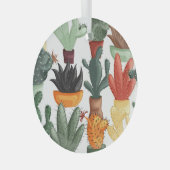 Succulenten, cactussen: schattig bloemmotief. glas ornament (Voorkant Rechts)