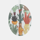 Succulenten, cactussen: schattig bloemmotief. glas ornament (Voorkant links)