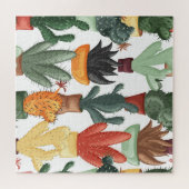 Succulenten, cactussen: schattig bloemmotief. legpuzzel (Horizontaal)