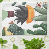 Succulenten, cactussen: schattig bloemmotief. theedoek (Gevouwen)