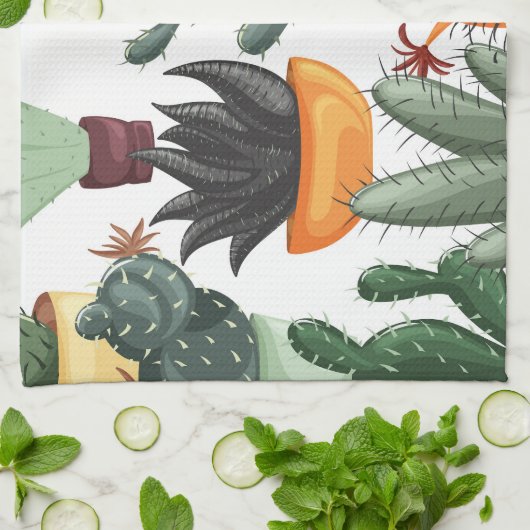 Succulenten, cactussen: schattig bloemmotief. theedoek (Gevouwen)