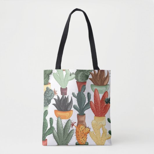 Succulenten, cactussen: schattig bloemmotief. tote bag (Voorkant)