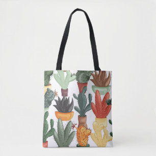 Succulenten, cactussen: schattig bloemmotief. tote bag