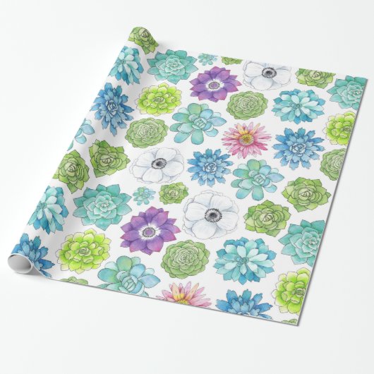 Succulenten Cadeaupapier (Uitgerold)