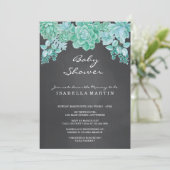 Succulenten Chalkboard Baby shower - Genderneutraa Kaart (Staand voorkant)