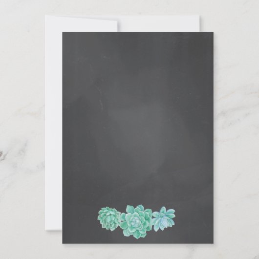 Succulenten Chalkboard Baby shower - Genderneutraa Kaart (Achterkant)